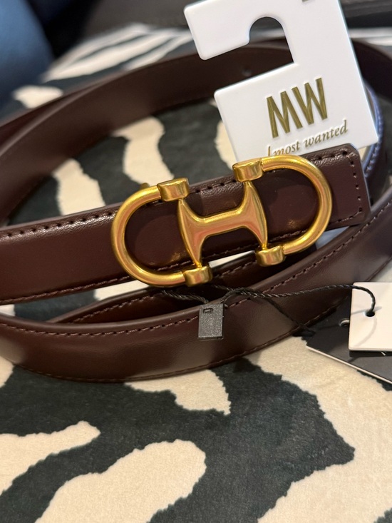 Wanted Accessories - Wanted Brown  GENUINE Leather Belt with Gold Buckle NWT